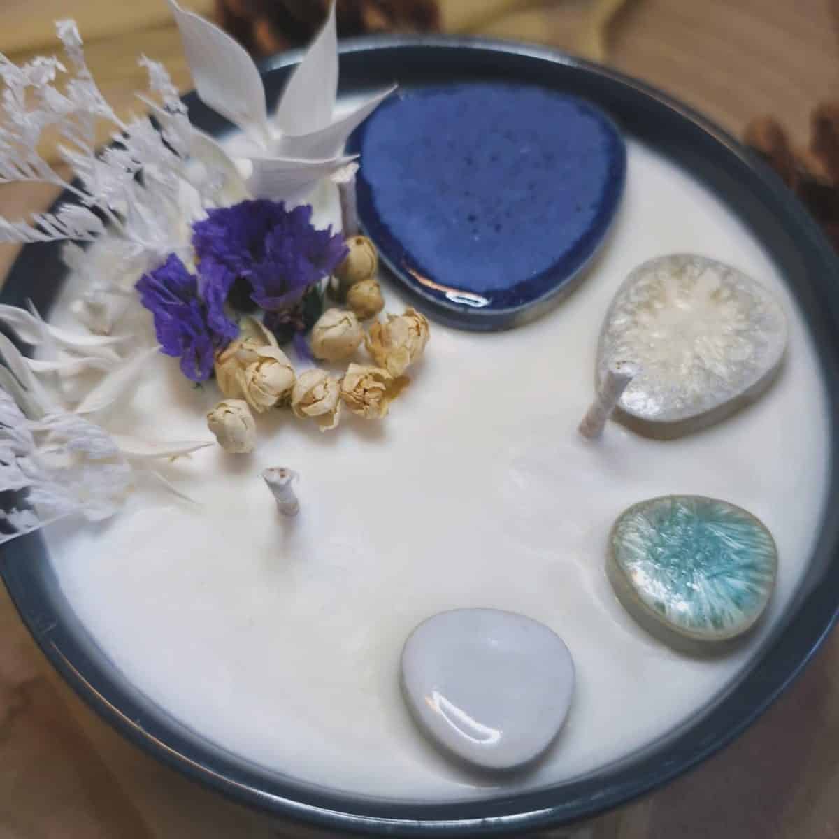 Bougie Bleu d'hiver inspiration Mosaïque - Bougies Fleuries - Candeole33