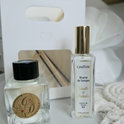 Coffret  » Vanille Orchidée » - Bougie artisanale Parfum d'intérieur faite main