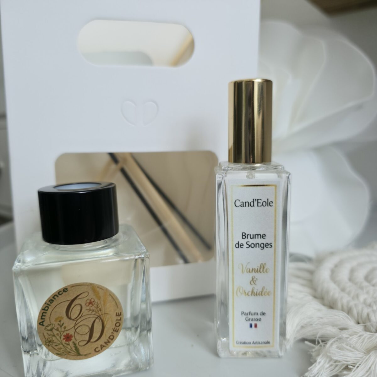 Coffret  » Vanille Orchidée » - Bougie artisanale Parfum d'intérieur faite main
