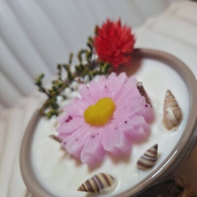 Bougie Décorative Citronnelle & Gingembre – « Échappée Estivale » - Bougie artisanale Bougies Fleuries faite main (2)