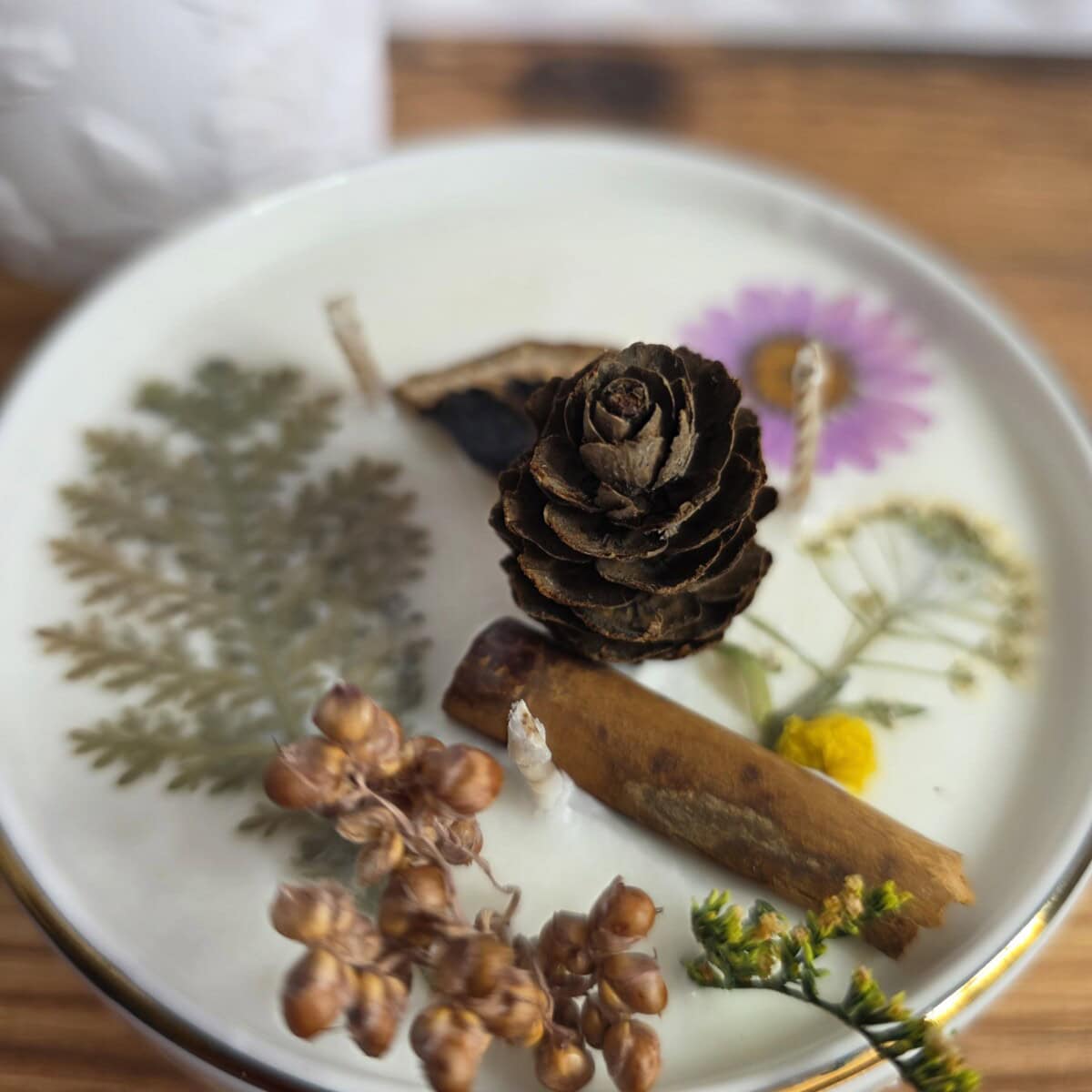Bougie Herbier d’Automne, céramique et fleurs séchées