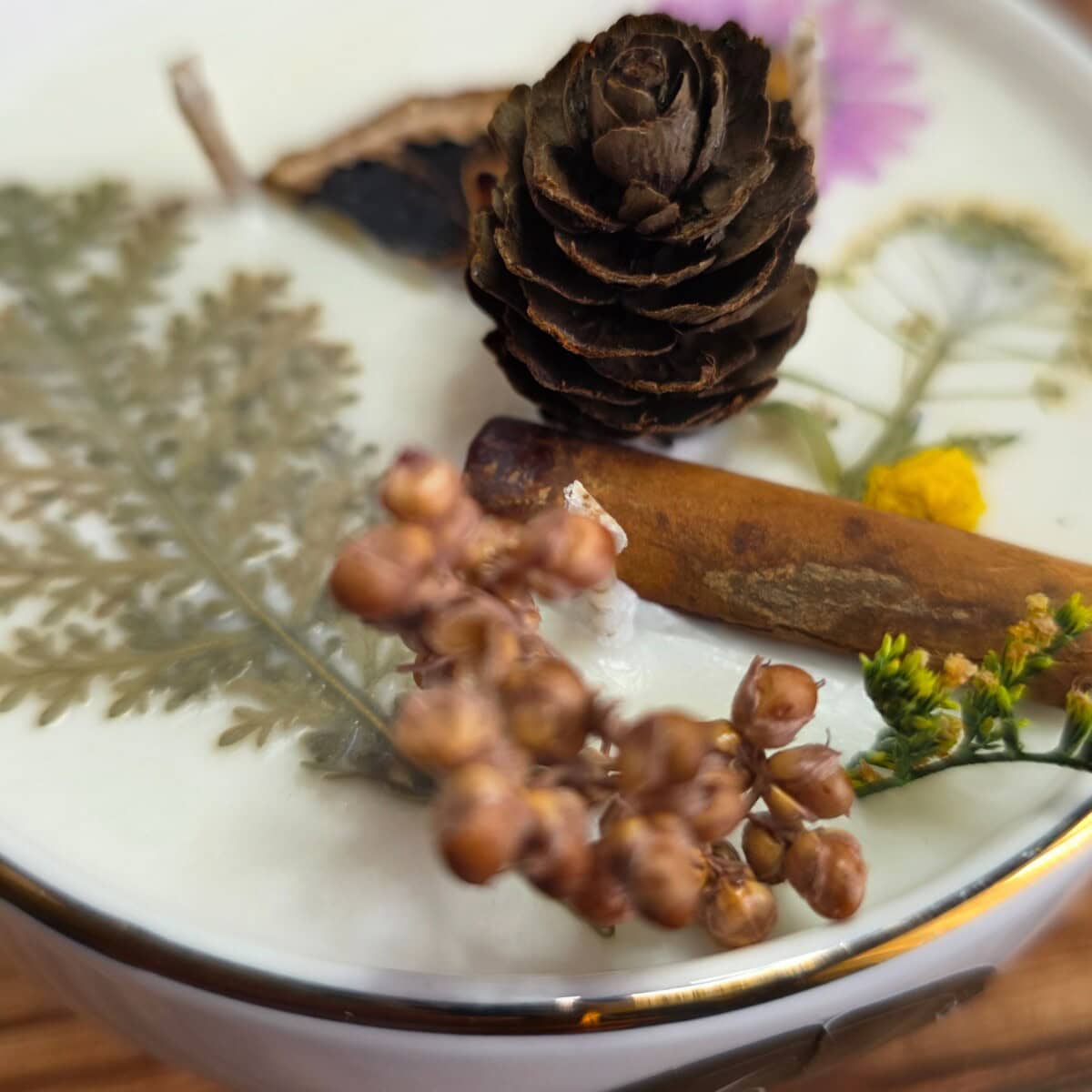 Bougie Herbier d’Automne, céramique et fleurs séchées