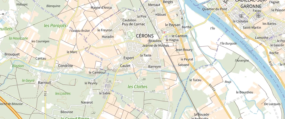 Plan du quartier : Cérons