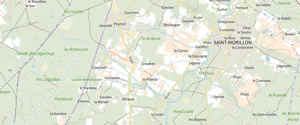Plan du quartier : Salle des fêtes, Saint-Morillon